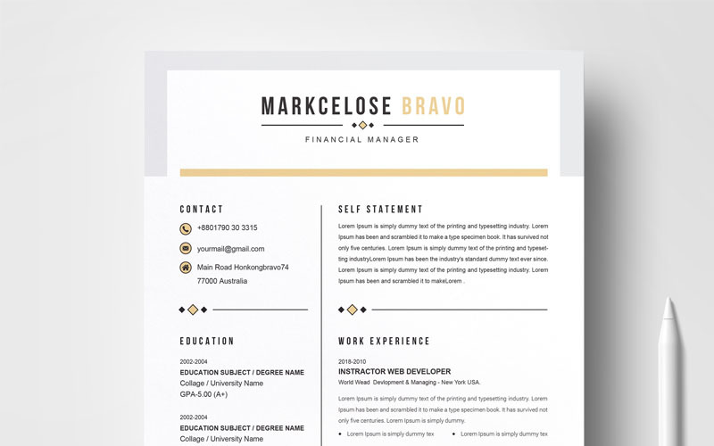 Clean & Creative Marcelose Bravo Resume Template