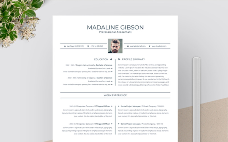 Download Резюме "Gibson Resume Template" / Gibson Resume Template - Резюме на тему графика a4,clean resume,cv,cv clean,cv doc,cv elegant,cv template,elegant resume,modern resume,professional resume,resume,resume clean,resume creative,resume cv,resume design,resume minimal,resume pa