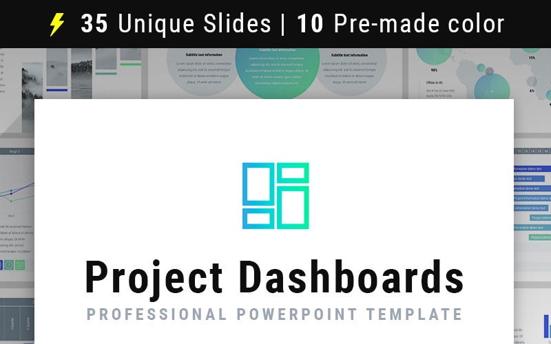 Plantilla de paneles de proyectos para PowerPoint