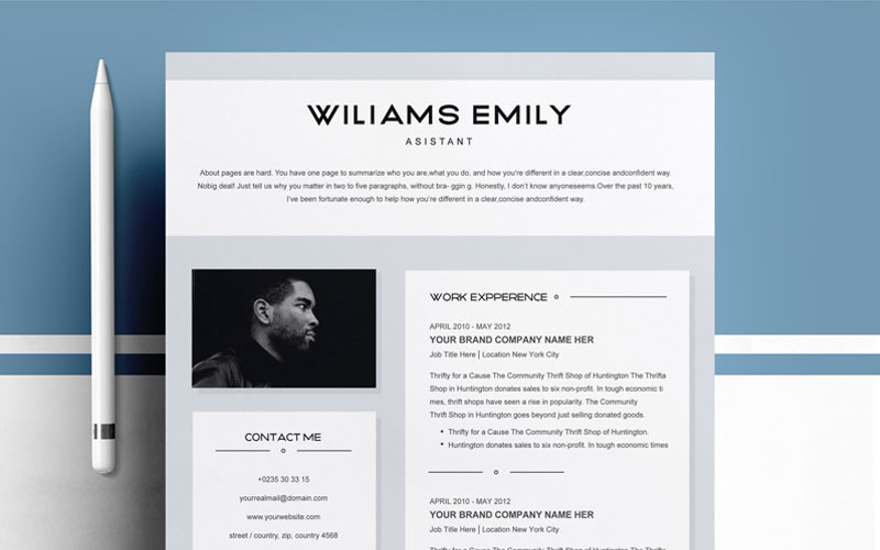 Download Резюме "Professional Clean Resume Template" / Professional Clean Resume Template - Резюме на тему графика resume template download simple best free curriculum vitae cv word apple pages professional microsoft photoshop psd illustrator eps 1 page