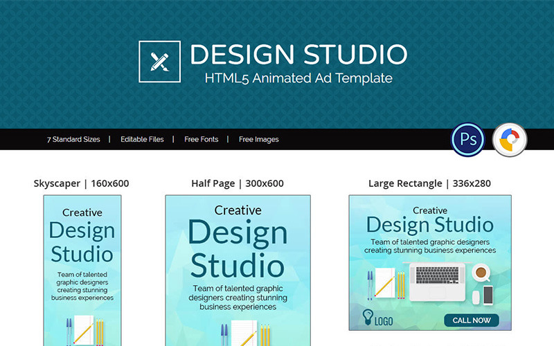 Professionelle Dienstleistungen | Animiertes Banner für Design Studio-Anzeigen