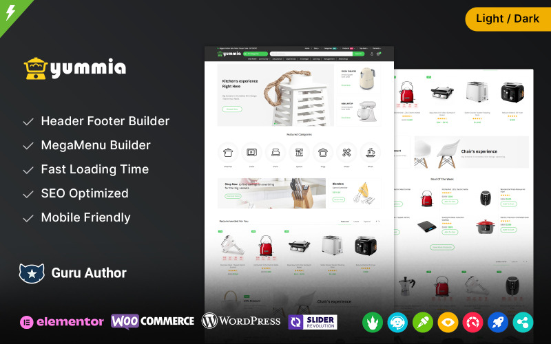 Yummia – Konyha és készülékek többcélú WooCommerce téma