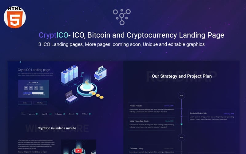 CryptICO - Bitcoin, ICO and Cryptocurrency Landing Page Template