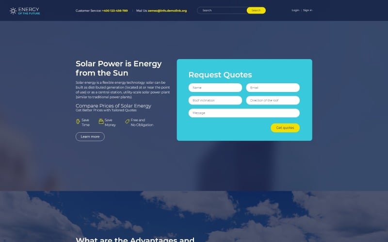 Енергія майбутнього - Сонячна енергія Joomla шаблон