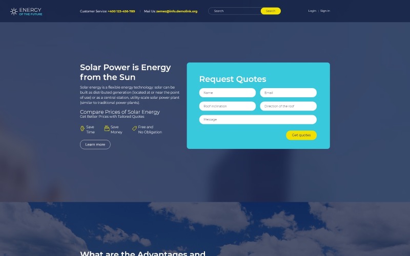 Energie van de toekomst - Joomla-sjabloon voor zonne-energie