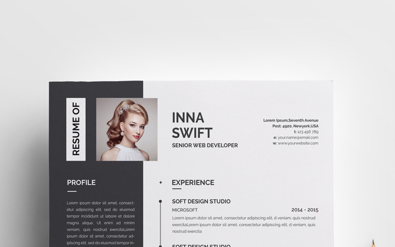 Download Резюме "Inna Swift - Resume Template" / Inna Swift - Resume Template - Резюме на тему графика a4 clean resume creative cv template designer elegant indesign infographic letter minimalist modern portfolio professional design minimal pages