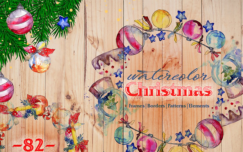Kerstballen Toy PNG aquarel Set - illustratie