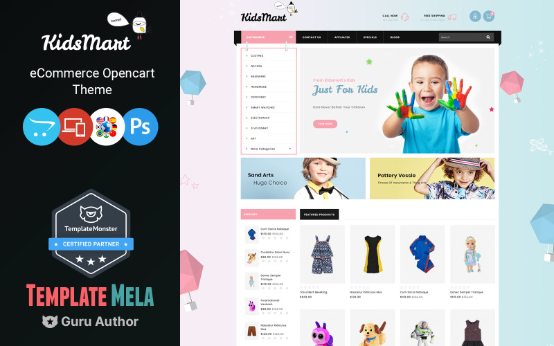 KidsMart - 儿童时装和玩具商店 OpenCart 模板