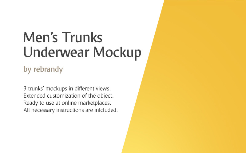 Download Мокап для продукта "Men's Trunks Underwear product mockup" / Men's Trunks Underwear product mockup - Мокап для продукта на тему графика psd download mens underwear trunks trousers mockup boxer underclothes underpants cloth underlinen compression swimtrunks white apparel boxers briefs undies dress