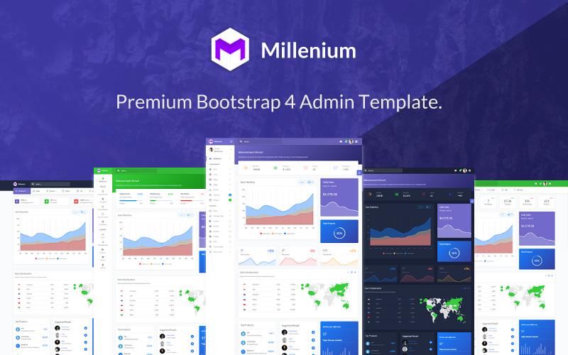 Millenium - Bootstrap 4 Dashboard Admin-Vorlage