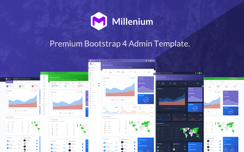 Millenium - шаблон администратора панели управления Bootstrap 4