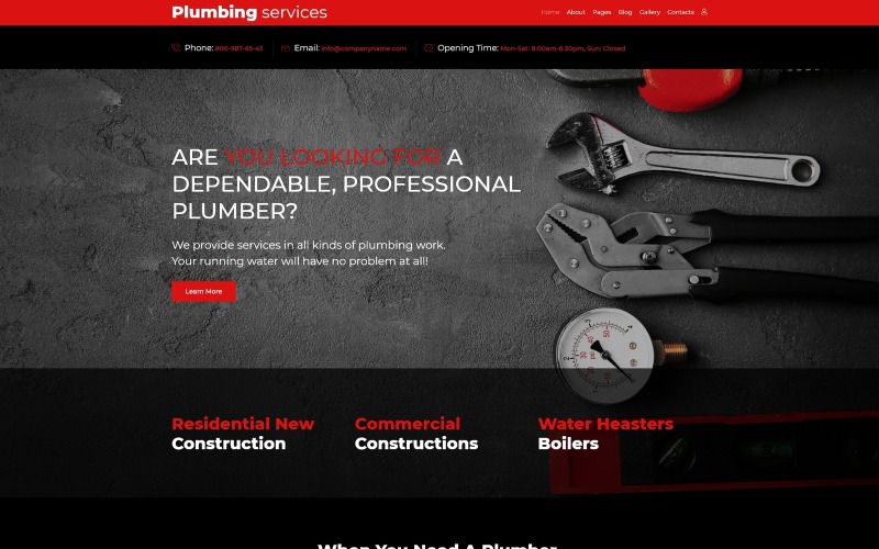 Modelo de Joomla de serviços de encanamento