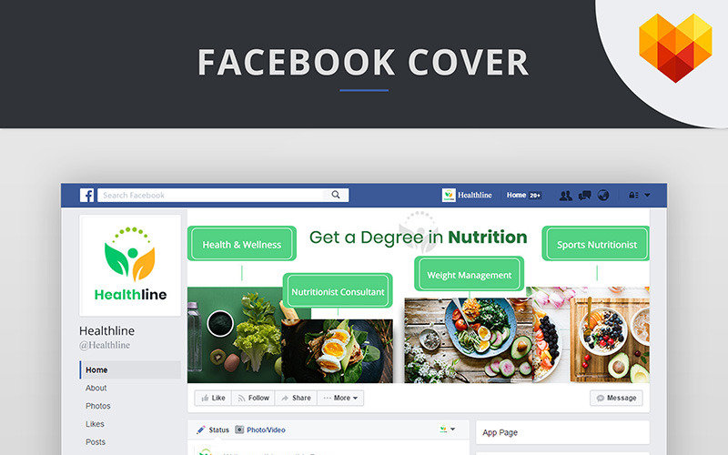 Download Шаблон для соцсетей "Nutrition Timeline Cover For Facebook Social Media Template" / Nutrition Timeline Cover For Facebook Social Media Template - Шаблон для соцсетей на тему графика facebook social media cover logo avatar nutrition healthy food
