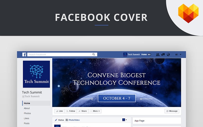 Редактируемая обложка хронологии конференции для шаблона социальных сетей Facebook