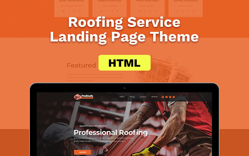 Responsive Roofing Landing Page Template