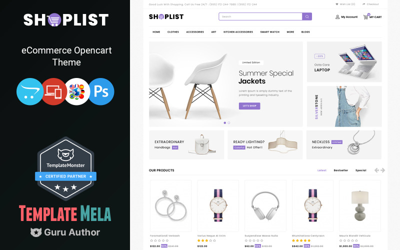 Shoplist - 大型商店和多功能 OpenCart 模板