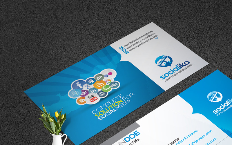 Download Фирменный стиль "Social Media Business Card - Corporate Identity Template" / Social Media Business Card - Corporate Identity Template - Фирменный стиль на тему графика social media business card agency name seo facebook marketing online youtube
