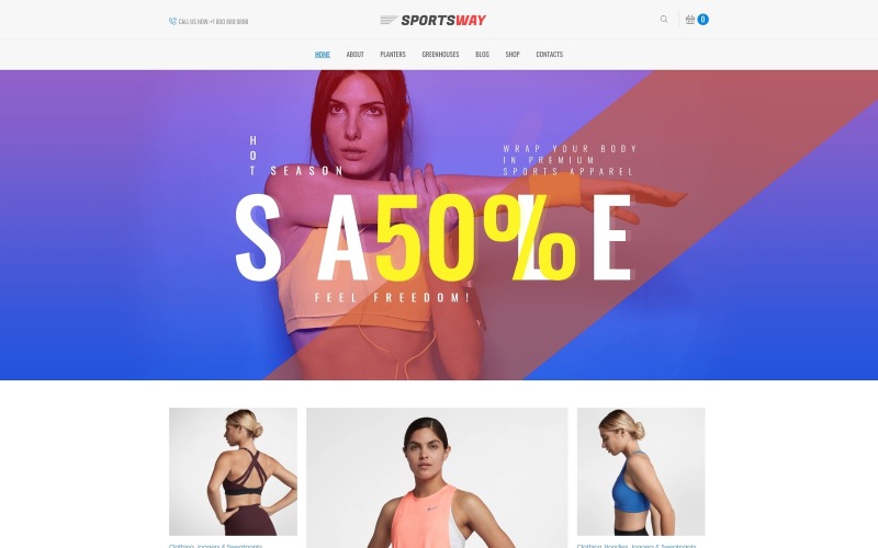 Sportsway - Тема Sport Shop Elementor WooCommerce