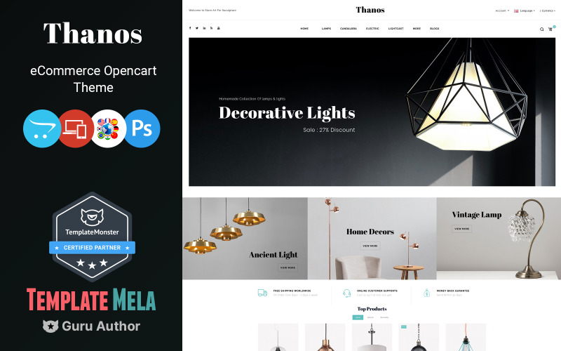 Танос - OpenCart шаблон магазина освещения