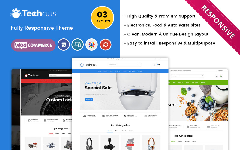 Techous Megashop - Thème WooCommerce réactif