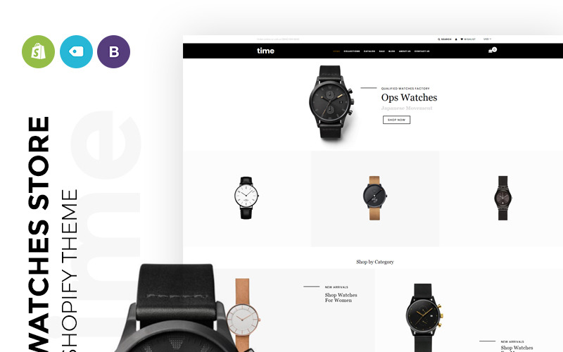 time - Tema di Shopify del negozio dell'orologio laconico