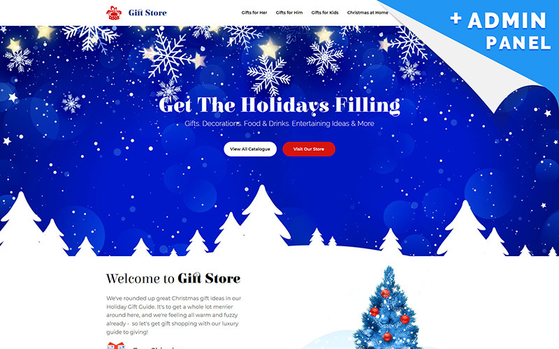 Boutique de cadeaux - Modèle de page de destination de Noël