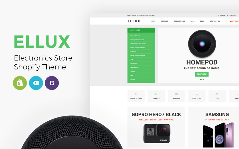 Ellux - Elektronikai áruház Shopify téma