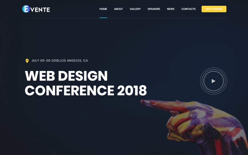 Evente - Web Design Konferencia céloldal sablon