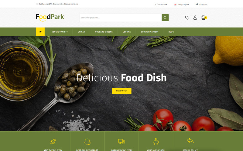 шаблон opencart магазина foodpark store