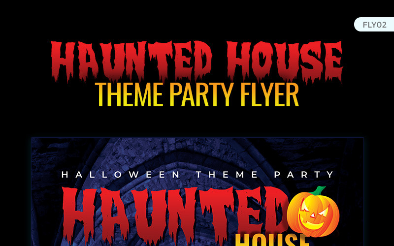 Download Фирменный стиль "Haunted House Party Flyer - Halloween Night - Corporate Identity Template" / Haunted House Party Flyer - Halloween Night - Corporate Identity Template - Фирменный стиль на тему графика halloween party clubnight club print flyer poster design witch pumpkin scary horror invitation flyer-template graphic spooky bat pub disc discount