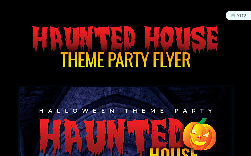 Haunted House Party Flyer - Halloween Night - Huisstijl sjabloon