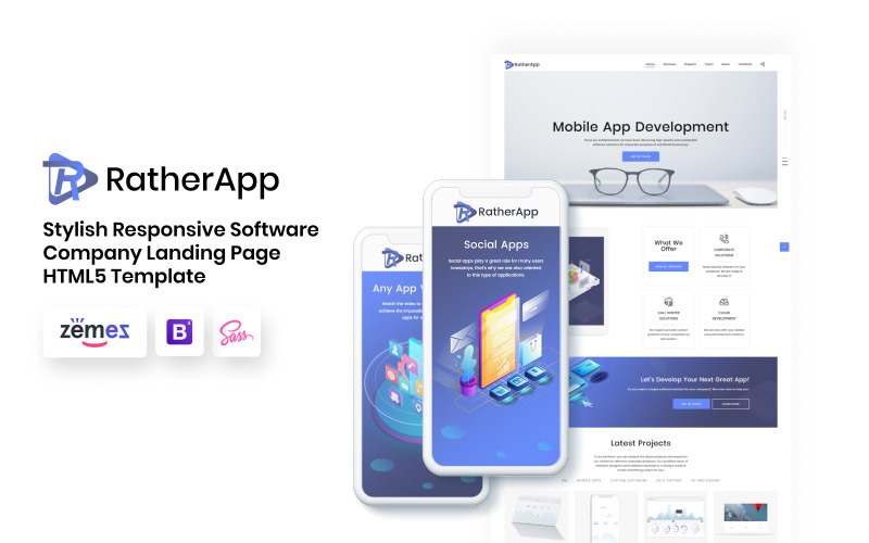 RatherApp - HTML5 шаблон целевой страницы компании-разработчика программного обеспечения