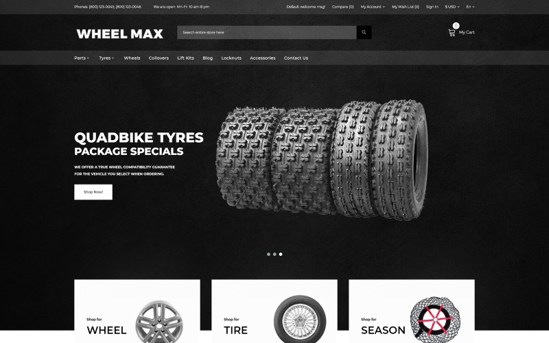Wheel Max - Plantilla OpenCart para Tienda de Ruedas y Neumáticos