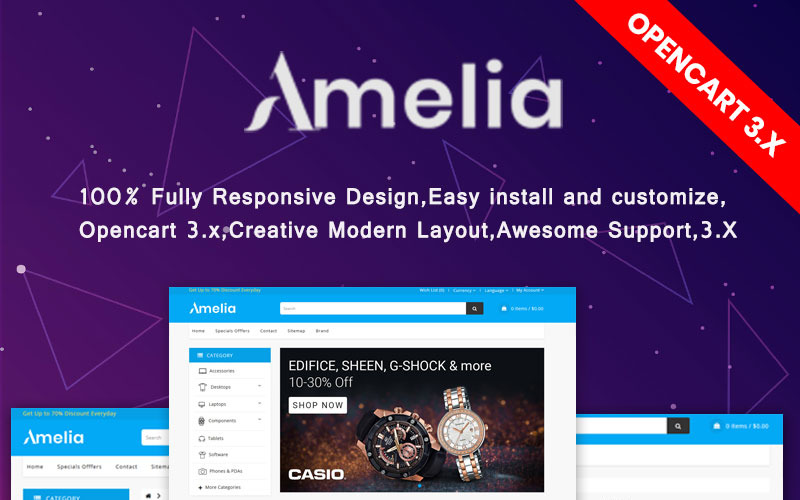 Amelia - Multifunctionele OpenCart-sjabloon