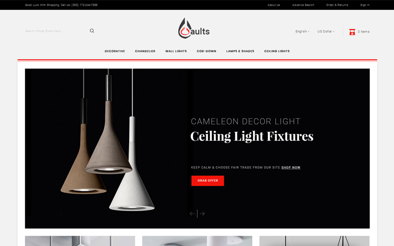 aults lighting store prestashop theme