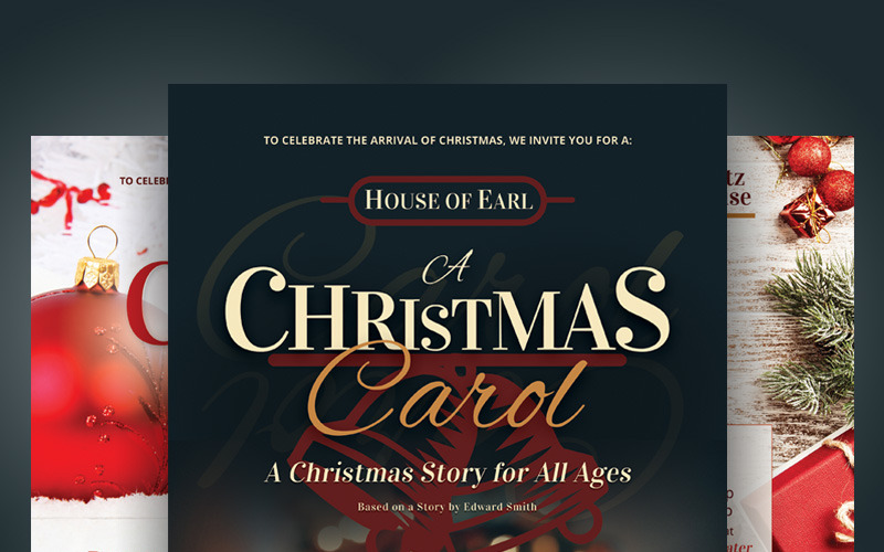 Download Фирменный стиль "Christmas Carol Flyers - Corporate Identity Template" / Christmas Carol Flyers - Corporate Identity Template - Фирменный стиль на тему графика christmas carol theater theatre drama story film movie night party service ad ads flyer leaflet pamphlet magazine day holiday season