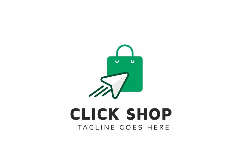 Download Шаблон логотипа "Click Shop Logo Template" / Click Shop Logo Template - Шаблон логотипа на тему графика arrow bag buy buying cart click discount e shop store ecommerce market money online promotion retail logo seller share sharing