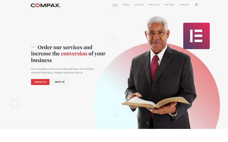 Compax - минимальная креативная бизнес-тема WordPress Elementor