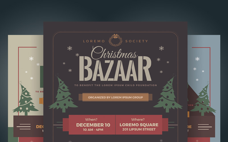 Folhetos do Bazar de Natal - modelo de identidade corporativa