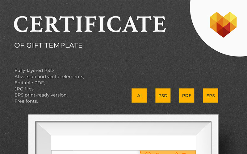 Download Шаблон сертификата "Gift Certificate Template" / Gift Certificate Template - Шаблон сертификата на тему графика appreciation graduation membership attemdance accredited certification recognition printed award graphic psd identity corporate customizable a4 editable diploma standard formal