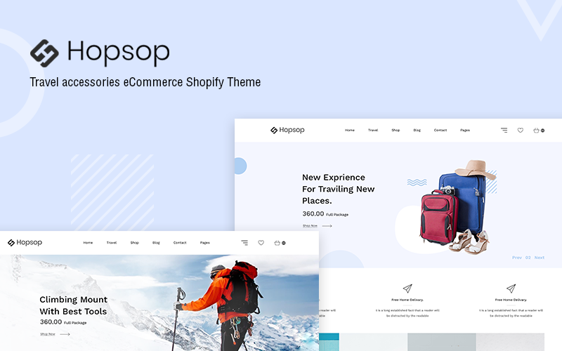 Hopsop - Tema Shopify de accesorios de viaje