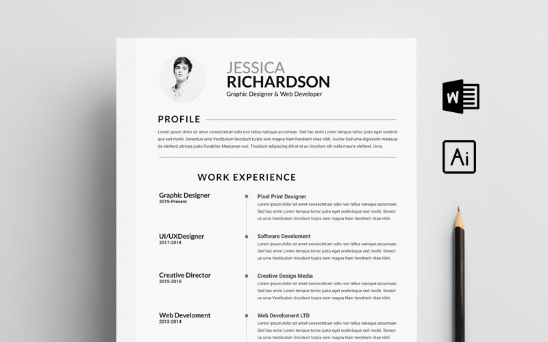 Download Резюме "JESSICA RICHARDSON - Clean Resume Template" / JESSICA RICHARDSON - Clean Resume Template - Резюме на тему графика clean resume minimal best template cv white modern gray one colour infographic resume design cv cover letter template modern minimal