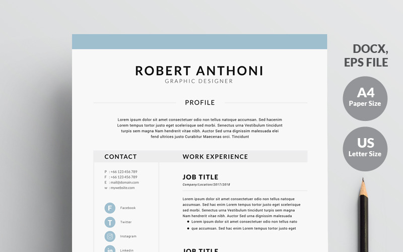 4 Page Professional Clean Resume Template