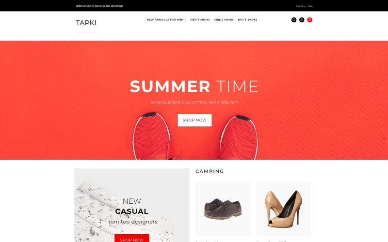 TAPKi - OpenCart-Vorlage für Schuhgeschäfte