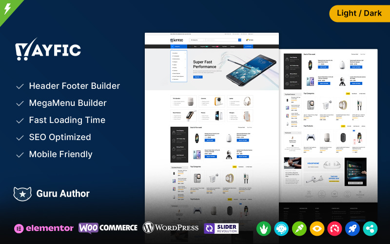 Ayfic – тема WooCommerce для електроніки та багатоцільового мегамагазину