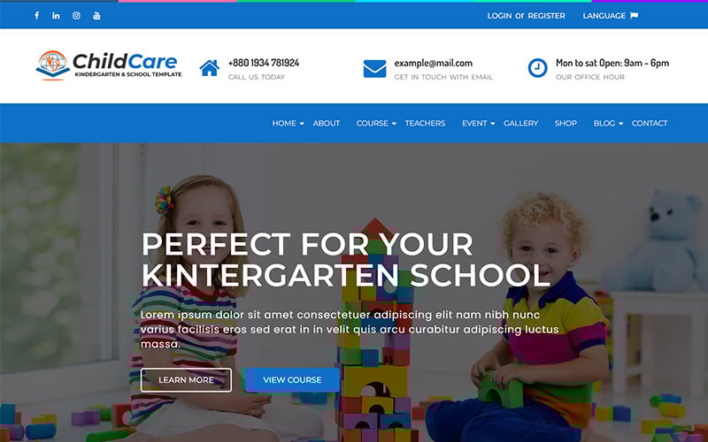 ChildCare - Kindergarten & School HTML Template