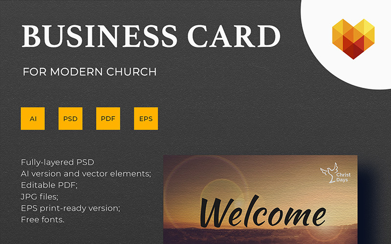 Download Фирменный стиль "Church Business Card Design - Corporate Identity Template" / Church Business Card Design - Corporate Identity Template - Фирменный стиль на тему графика corporate identity business card design mockup stationery personal printed recognition print brand branding