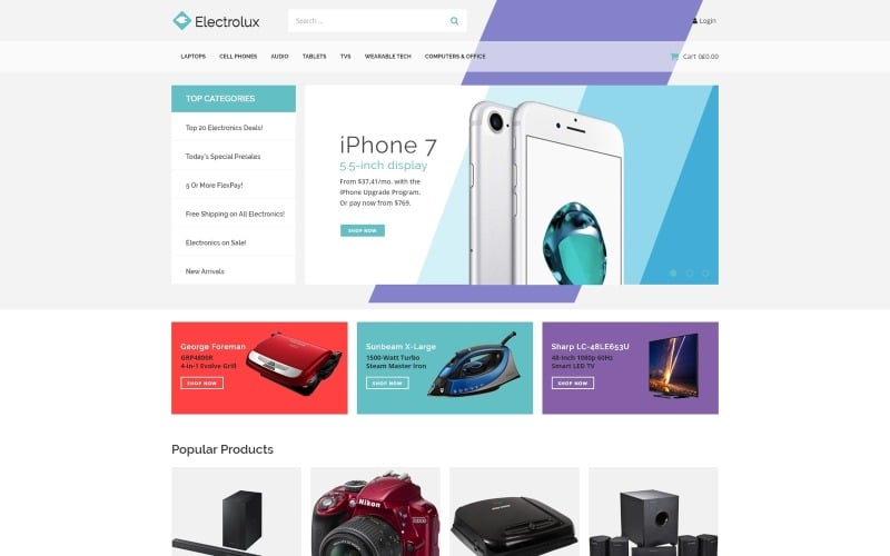 Electrolux - Тема для магазина электроники Elementor WooCommerce