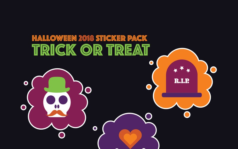 Halloween-klistermärkepaket: Trick or Treat - Illustration