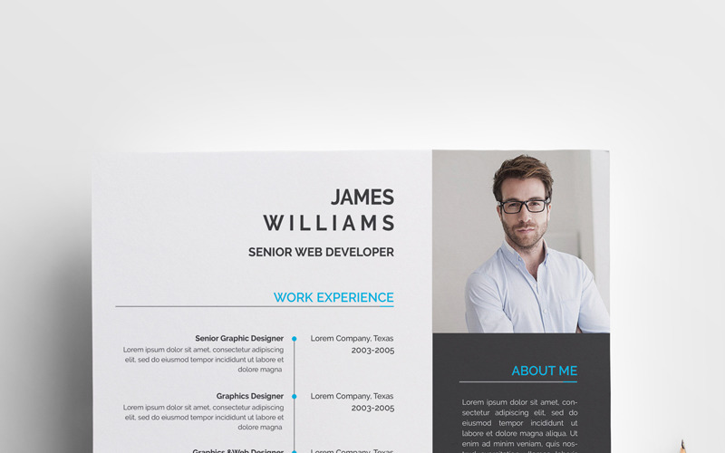 Download Резюме "JAMES  Graphic Web Developer Resume Template" / JAMES  Graphic Web Developer Resume Template - Резюме на тему графика 2-pieceresume a4 black bright career clean cleancv cleanresume coverletter creative creativeresume curriculumvitae cv cvdesign cvresume template designer docx editable elegant
